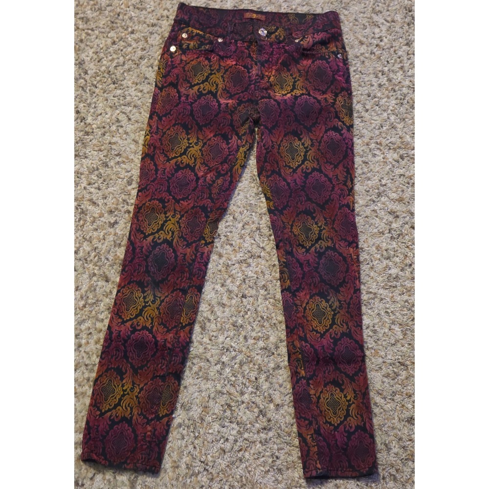 7 For All Mankind Velvet Paisley Print Jeans Youth Size 12 Multicolor